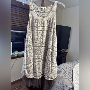 Mystree Floral Tiered Ruffle Bottom Boho Dress size large